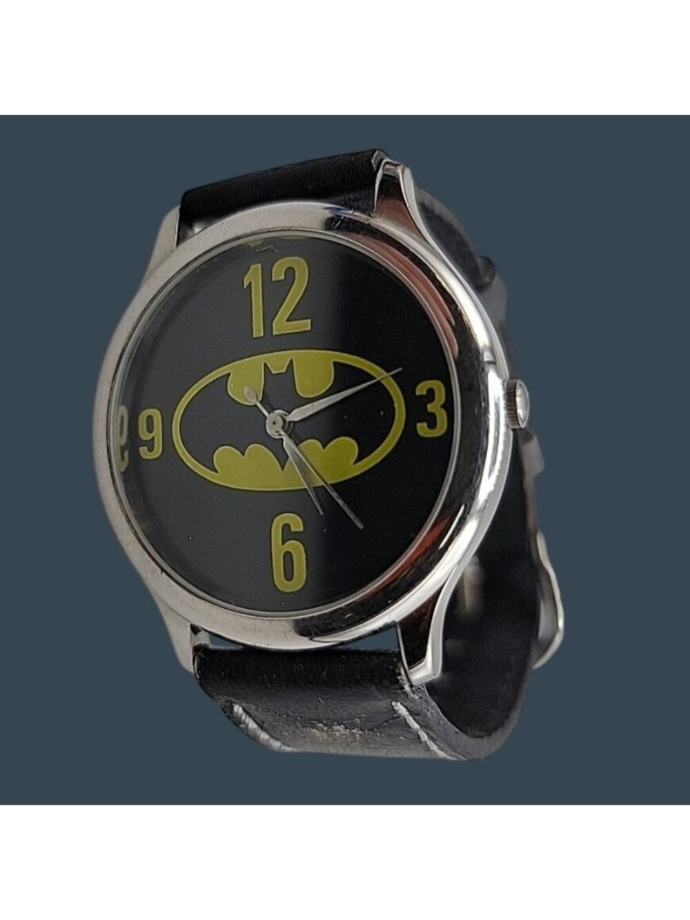 DC COMICS by 1989 Fossil Batman Unisex Watch 7.5 Black Leather Band 36mm BA-6315 - Picture 15 of 16